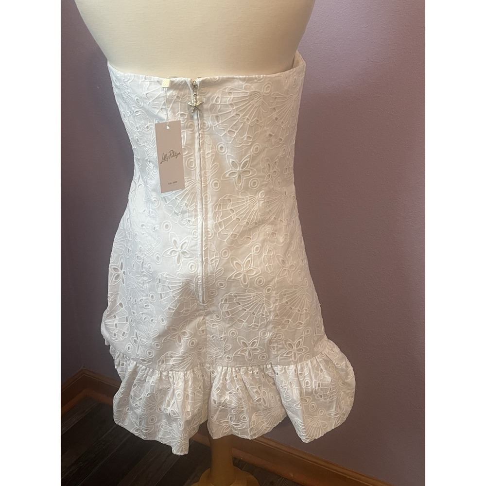Lilly Pulitzer Adorie White Strapless Eyelet Dress Resort Beach Cruise New 8 - Picture 6 of 8